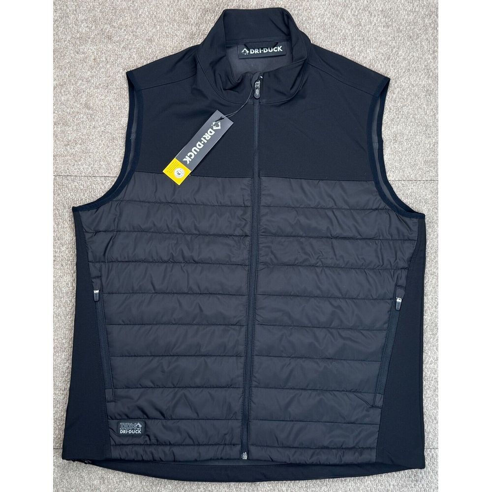 Dri Duck Men's Full Zip Quilted Black Vest Size Large